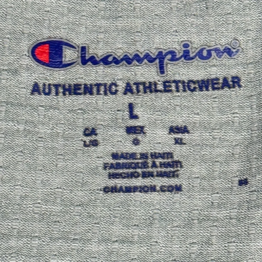 Champion T Shirt Mens Large Gray Script Logo Athletic Short Sleeve Tee - Picture 2 of 8
